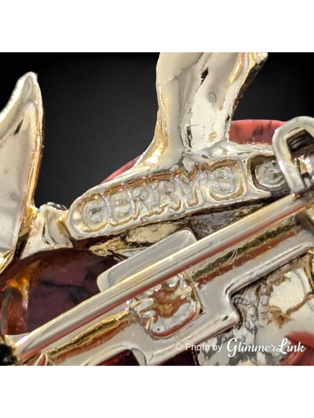 Vintage 1960s Gerry’s Turtle Pink Stone Rhinestone Gold Tone Brooch - Picture 8 of 9